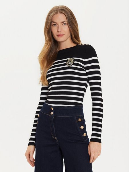 Morgan Sweter 242-MRAY Czarny Slim Fit. Czarne swetry Morgan, m, bez wzorów, z wiskozy, bez ramiączek. Za 159.99 zł.