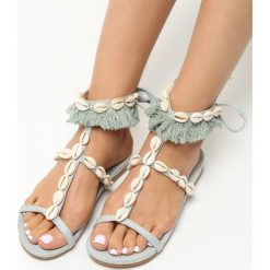 Jasnoniebieskie Sandały Mistresses. Niebieskie sandały Born2be, z materiału. Za 49.99 zł.