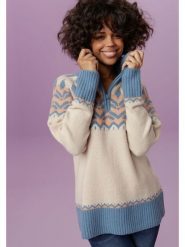 Aniston Sweter w kolorze kremowo-niebiesko-beżowym rozmiar: 32. Brązowe swetry Aniston, bez wzorów, bez ramiączek. Za 82.99 zł.