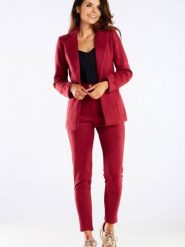 Spodnie Damskie Model A461 Bordo - awama. Chinosy Awama, l, bez wzorów, z elastanu, biznesowe. Za 256.23 zł.