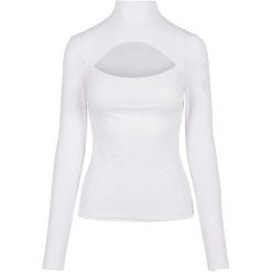 Bluzka Z Długim Rękawem Dla Pań I Panów Z Wyciętym Dekoltem W Kształcie Żółwia. Białe bluzki Urban Classics, xl, bez wzorów, casualowe, bez kołnierzyka, bez ramiączek. Za 129.99 zł.