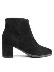 Clarks Botki Freva55 Zip 261747594 Czarny. Czarne botki Clarks, bez wzorów, ze skóry, bez obcasa, na słupku, bez zapięcia. Za 299.99 zł.