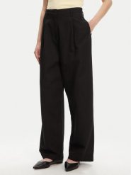 Tommy Hilfiger Spodnie materiałowe WW0WW45780 Czarny Wide Leg. Czarne spodnie materiałowe Tommy Hilfiger, bez wzorów, z bawełny. Za 749.99 zł.