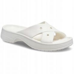 Klapki Dla Dorosłych Crocs Classic Cross Strap. Brązowe klapki Crocs, bez wzorów, z materiału, bez obcasa, bez zapięcia. Za 159.99 zł.