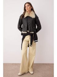 Trendyol Kurtka koszulowa w kolorze czarno-beżowym rozmiar: XL. Czarne kurtki Trendyol, xl, bez wzorów, bez kaptura. Za 175.26 zł.