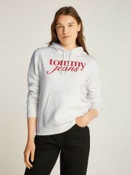 TOMMY JEANS Bluza w kolorze białym rozmiar: XS. Białe bluzy Tommy Jeans, xs, bez wzorów, z bawełny, bez ramiączek, z kapturem. Za 239.40 zł.
