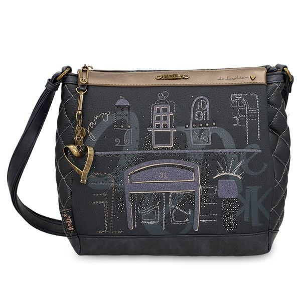 Granatowa Torebka Anekke Modna Damska Listonoszka. Niebieskie listonoszki Anekke, z aplikacjami, zdobione, bez dodatków. Za 369.00 zł.