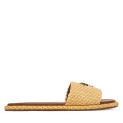 Klapki LOVE MOSCHINO. Brązowe klapki Love Moschino, bez wzorów, bez obcasa, bez zapięcia. Za 799.99 zł.