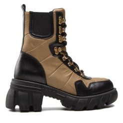 Trzewiki Rage Age. Brązowe botki Rage Age, bez wzorów, bez obcasa, na słupku, bez zapięcia. Za 349.99 zł.