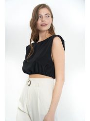 Pattaya Top w kolorze czarnym rozmiar: 36. Czarne topy Pattaya, bez wzorów, bez kołnierzyka, bez ramiączek. Za 35.43 zł.