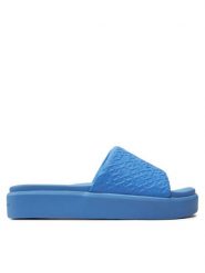 Tommy Hilfiger Klapki Th Platform Pool Slide FW0FW07855 Niebieski. Niebieskie klapki Tommy Hilfiger, bez wzorów, ze skóry, bez obcasa, bez zapięcia. Za 169.99 zł.