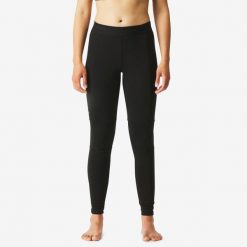 Legginsy trekkingowe damskie Forclaz MT500 merino. Czarne legginsy FORCLAZ, bez wzorów, z dzianiny, sportowe. Za 179.99 zł.