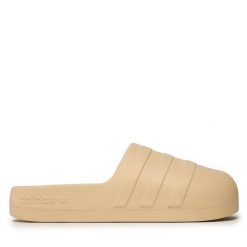 Klapki adidas. Brązowe klapki adidas, bez wzorów, sportowe, bez obcasa, bez zapięcia. Za 219.99 zł.