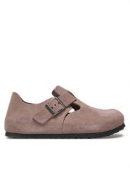 Birkenstock Klapki London 1028099 Fioletowy. Fioletowe klapki Birkenstock, bez wzorów, ze skóry, bez obcasa, bez zapięcia. Za 534.99 zł.