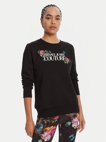 Versace Jeans Couture Bluza 79HAIB00 CFB00 Czarny Regular Fit. Czarne bluzy Versace Jeans Couture, s, bez wzorów, z bawełny, bez ramiączek, bez kaptura. Za 519.99 zł.