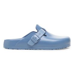 Klapki Birkenstock Boston Eva W 1027259 niebieskie. Niebieskie klapki bez wzorów, z tworzywa sztucznego, casualowe, bez obcasa, bez zapięcia. Za 458.41 zł.