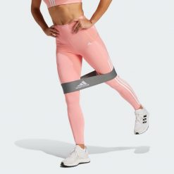 Legginsy Optime 3-Stripes Full-Length. Fioletowe legginsy adidas, bez wzorów, z materiału. Za 279.00 zł.