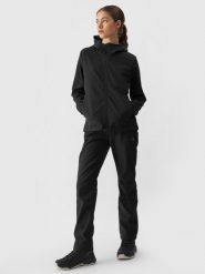 4F Kurtka softshell wiatroodporna membrana 5000 damska - czarna M. Czarne kurtki 4f, na zimę, m, bez wzorów, z dzianiny, z kapturem, wspinaczkowe, windstopper. W wyprzedaży za 139.99 zł.