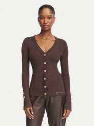 Guess Kardigan W6YR11 Z0950 Brązowy ciemny Slim Fit. Brązowe swetry Guess, xxl, z aplikacjami, z wiskozy, bez ramiączek. Za 394.99 zł.