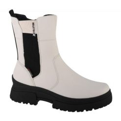 Buty Rieker Booties W W0380-80 białe czarne. Białe buty treningowe Rieker, na zimę, bez wzorów, z gumy, bez zapięcia. Za 548.59 zł.