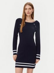 Morgan Sukienka dzianinowa 251-RMVALI Granatowy Slim Fit. Niebieskie sukienki Morgan, s, bez wzorów, z dzianiny, bez kołnierzyka, bez ramiączek. Za 199.99 zł.