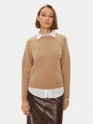 Weekend Max Mara Sweter 2425366162 Beżowy Regular Fit. Brązowe swetry Weekend Max Mara, xs, bez wzorów, z wełny, bez ramiączek. Za 499.99 zł.