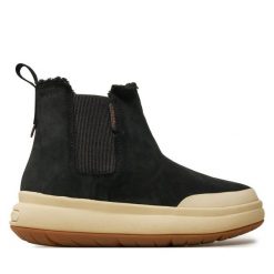 Botki Merrell. Czarne botki Merrell, bez wzorów, bez obcasa, na płaskiej podeszwie, bez zapięcia. Za 389.99 zł.