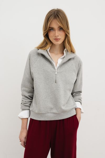 BLUZA VIKI SZARY MELANŻ M - Flawless. Szare bluzy Flawless, m, bez wzorów, z bawełny, bez kaptura, tenisowe. Za 349.00 zł.