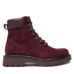 Trapery Tamaris. Czerwone traperki Tamaris, bez wzorów, bez obcasa, bez zapięcia. Za 519.99 zł.