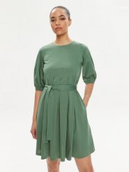 Weekend Max Mara Sukienka codzienna Jumbo 2415621072 Zielony Regular Fit. Zielone sukienki Weekend Max Mara, na co dzień, l, bez wzorów, z bawełny, bez kołnierzyka, bez ramiączek, proste. Za 489.99 zł.