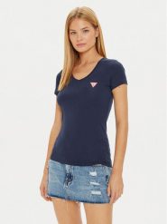 Guess T-Shirt W2YI45 J1314 Granatowy Slim Fit. Niebieskie t-shirty Guess, l, z aplikacjami, z bawełny, bez kołnierzyka, bez ramiączek. Za 129.99 zł.