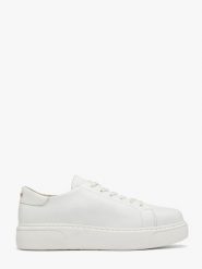 Białe półbuty damskie w stylu casual JUNE. Białe buty sportowe lifestyle Ryłko, bez wzorów, ze skóry, casualowe, z okrągłym noskiem, bez obcasa. Za 399.99 zł.