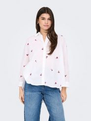 ONLY Koszula w kolorze białym rozmiar: XL. Białe koszule ONLY, xl, bez wzorów, z bawełny, bez kołnierzyka, bez ramiączek. Za 127.35 zł.