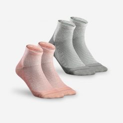 Skarpety turystyczne Quechua Hike 100 Mid 2 pary. Czerwone skarpetki QUECHUA, bez wzorów, z bawełny. Za 39.99 zł.