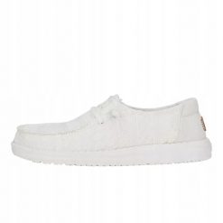 HeyDude Damskie Mokasyny Wendy Crochet Lace. Białe mokasyny Hey dude, bez wzorów, z materiału. Za 289.00 zł.