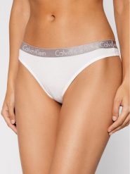 Calvin Klein Underwear Stringi 000QD3539E Biały. Białe stringi Calvin Klein Underwear, bez wzorów, z bawełny. Za 49.99 zł.
