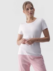 4F T-shirt slim gładki damski - biały XXL. Białe t-shirty 4f, xs, bez wzorów, z bawełny, sportowe, bez kołnierzyka, bez ramiączek. Za 39.99 zł.