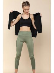Onamaste Legginsy sportowe w kolorze zielonym rozmiar: L/XL. Brązowe legginsy sportowe Onamaste, l, bez wzorów, z materiału, z podwyższonym stanem, outdoorowe. Za 86.99 zł.