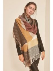 Lucky Bees Szal w kolorze beżowo-jasnobrązowym - 180 x 50 cm rozmiar: onesize. Brązowe szaliki i kominy Lucky Bees, bez wzorów, z materiału. Za 109.00 zł.