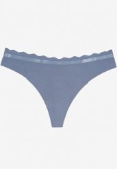 Niebieskie Bawełniane Majtki Stringi z Prążkowanego Materiału Sesivia. Niebieskie stringi Born2be, bez wzorów, z bawełny. Za 19.99 zł.