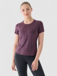 4F Koszulka do biegania szybkoschnąca damska - fioletowa M. Fioletowe t-shirty sportowe 4f, m, bez wzorów, z dzianiny, bez ramiączek, do biegania. W wyprzedaży za 59.99 zł.