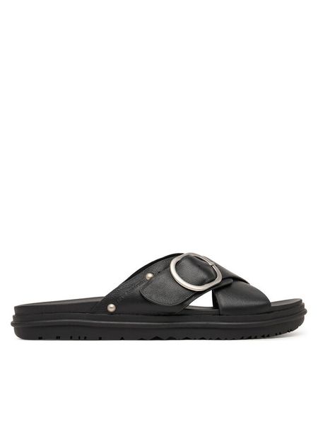 EMU Australia Klapki Ebony W13247 Czarny. Czarne klapki Emu Australia, bez wzorów, ze skóry, bez obcasa, bez zapięcia. Za 469.99 zł.