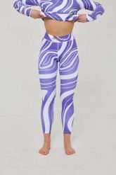 Legginsy termoaktywne – fioletowy wir, damskie. Fioletowe legginsy OOSC, bez wzorów, z materiału, długie. Za 269.99 zł.