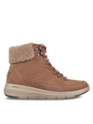 Skechers Botki Glacial Ultra Woodlands 16677/BRN Brązowy. Brązowe botki Skechers, bez wzorów, ze skóry, bez obcasa, na płaskiej podeszwie, bez zapięcia. Za 246.39 zł.