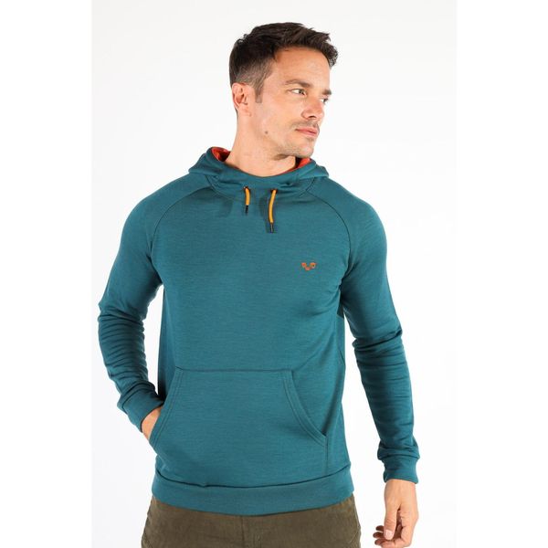 Scout - bluza termiczna z kapturem 100% wełna merino (260 g/m²). Niebieskie bluzy WOOLONA, m, bez wzorów, z wełny, sportowe, bez ramiączek, z kapturem. W wyprzedaży za 540.00 zł.