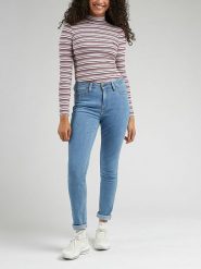 Lee Dżinsy - Skinny fit - w kolorze błękitnym rozmiar: W27/L31. Niebieskie jeansy Lee, l, z aplikacjami, klasyczne, z podwyższonym stanem. Za 119.12 zł.
