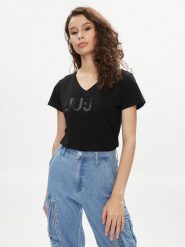 Liu Jo T-Shirt TA4137 J6040 Czarny Regular Fit. Czarne t-shirty Liu Jo, s, bez wzorów, z bawełny, bez kołnierzyka, bez ramiączek. Za 139.99 zł.