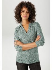 Aniston Bluzka w kolorze zielonym rozmiar: 38. Zielone bluzki Aniston, bez wzorów, z wiskozy, bez kołnierzyka, bez ramiączek. Za 56.99 zł.