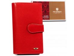 Portfel czerwony Peterson [DH] PTN 2519-BO. Czerwone portfele Peterson, bez wzorów, ze skóry. Za 131.99 zł.