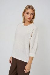 Bluza ze strukturalnego materiału biała. Białe bluzy bez kaptura MOODO, l, bez wzorów, z elastanu, bez kaptura. Za 109.99 zł.